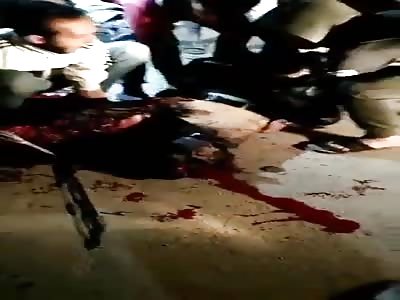 Body shattered of Man victim of car bombing 