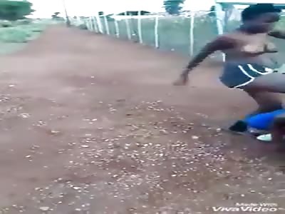 Topples black girl fight 