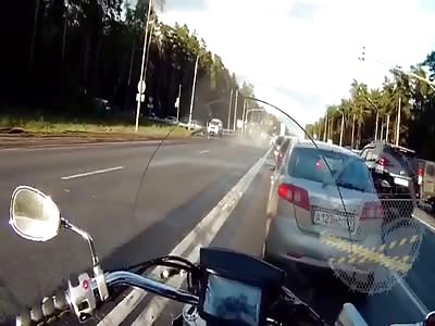 Small car vs Russian big army truck 