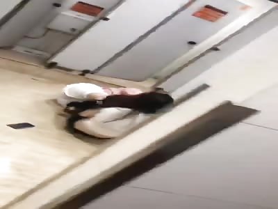 Chinese Girl fighting in bathroom  