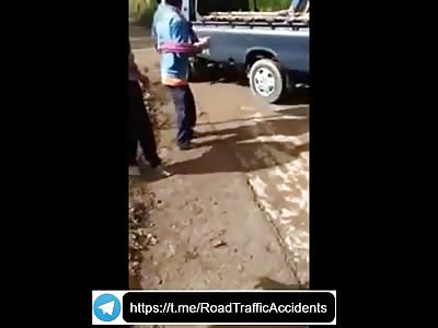 Truck fall to deep valley 