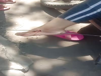 Girl on motorcycle gets her leg impaled by iron bar