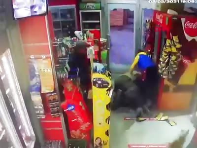 Employees and customers save a man attacked with a knife.