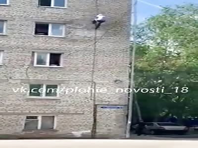 Drunk Russian man fall to his death after climbing cord 