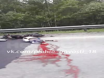 Russian motorcyclist killed in brutal accident.