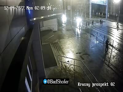 Drunk driver hit two pedestrians crossing the street 