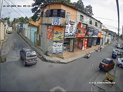 A car and motorcycle collided at an intersection 