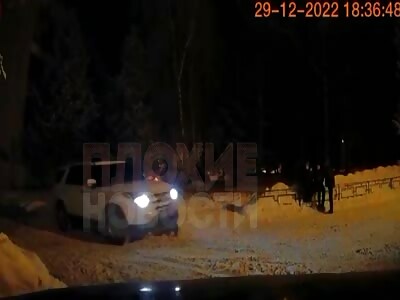 Russian Woman driver crash to death woman who fell on the road 