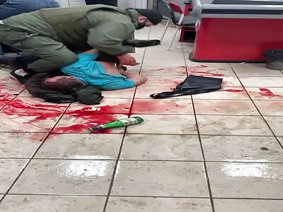 Aftermath of two drunkards knife fight. 