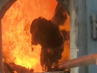 Dead Human body from the inside of the crematorium 