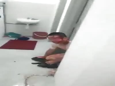 Pedo punished by his inmates and treated like a slave