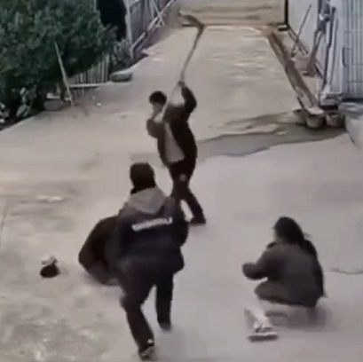 Elderly Man Takes a Hoe to the Head