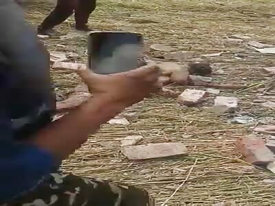 Woman dead body after massive explosion 