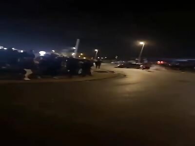 Angry french man drive into a crowd of protesters 