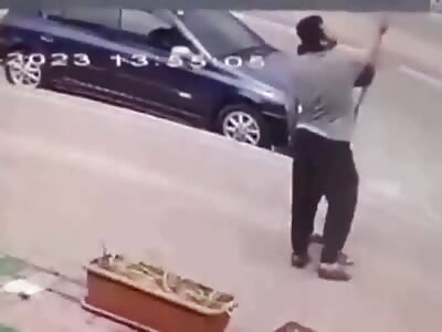 Two stupid workers died electrocuted after touching hight voltage wire