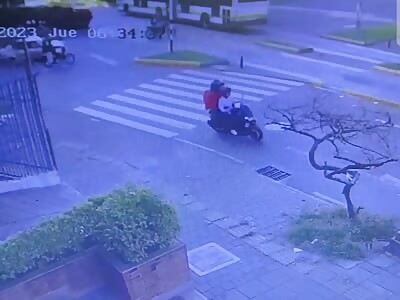 Two policemen on motorcycle crashed dead by speeding bus