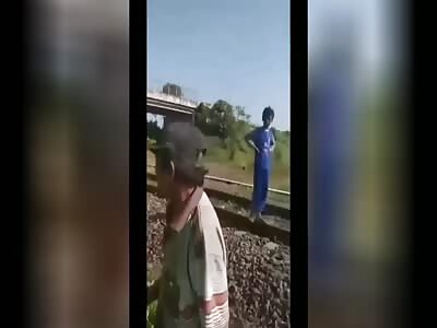 Train turns man into pieces