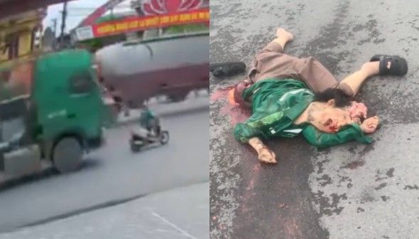 Moped Rider Gets Flattened By Heavy Truck