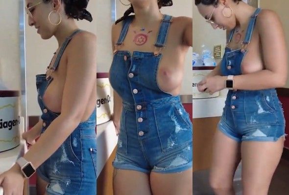 Sweaty Girl Пoes into Ice Cream Shop for Relief