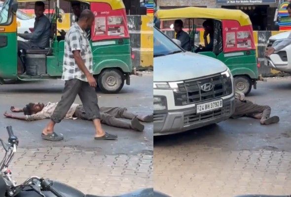Drunk Man Laying On The Road Ran Over By SUV