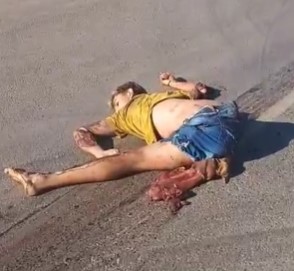 flattening gore Brazil, man was doing a wheelie on his motorcycle and 