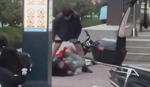 Yelling Girl Gets Punched And Kicked By Mad BF