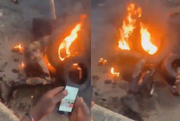 Dying Thief Burned Alive By Angry Mob