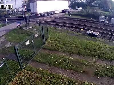 Train accident in the Netherlands with truck.