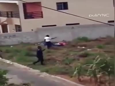 The moment in which three inmates are riddled with bullets when they tried to escape from a jail