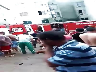 Woman with burns on the whole body fair of Santana Brazil