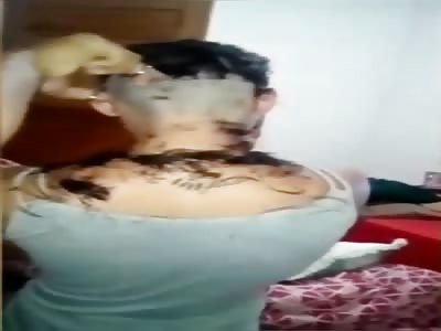 punishment woman. receives haircut