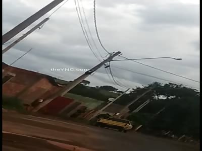 Brutal man cuts his arm with machete