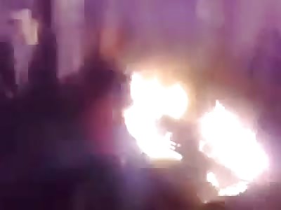 Brutal ... Man is burned alive