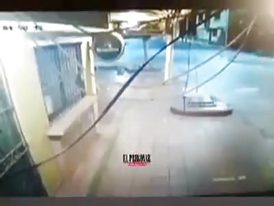 Woman is expelled from the back seat of a taxi in motion