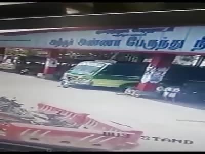 Distracted Woman Run Over by Bus