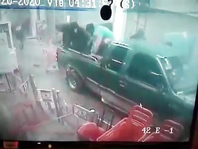 Group of criminals runs over cleaning worker