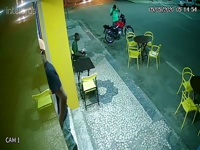 CCTV accident Motorcyclist loses control 
