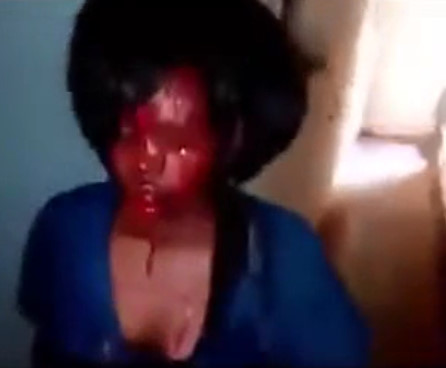 Shocking... Woman is brutally beaten bloody