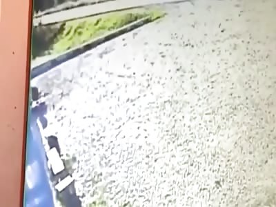 CCTV accident  Car driver. Fly through the air after losing control 