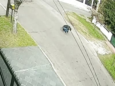 shot by motorcycle jets.  He got out of his moving truck and threw him