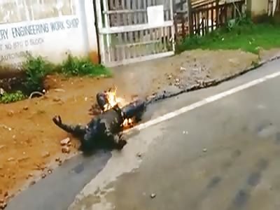 Doubtful death man on fire 