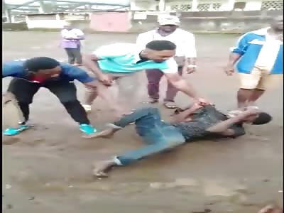 Brutally beaten for stealing a cell phone.