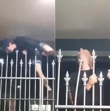 Moron Self-Inflicted Spear Through the Head Trying to Hop Fence.