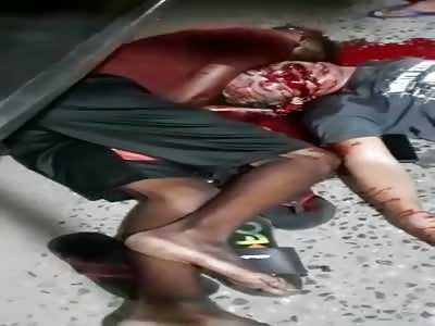 last gasps of life after being shot several times