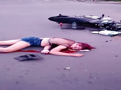 the fucking motorcycle, woman suffers an accident