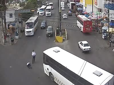 Camera captures moment when CTTSA passenger bus runs over municipal po