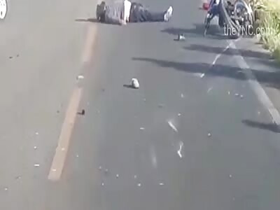  two motorcycles collide brutally +( Aftermath)