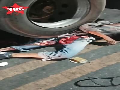 Damn, man crushed by truck 