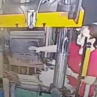 Careless Female Employee vs. Machine