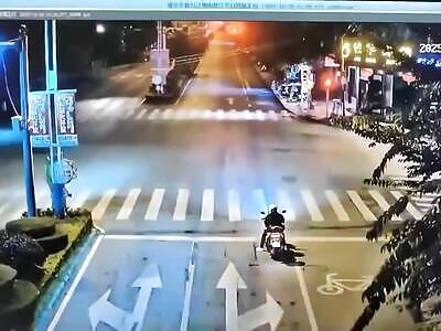 Ragdolled biker at the intersection 